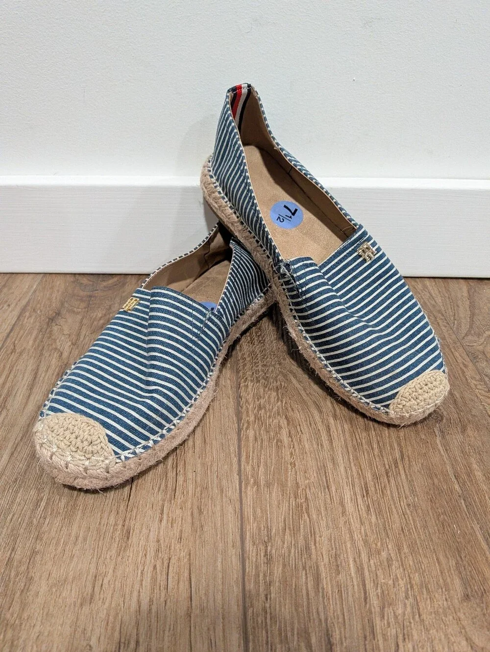 Tommy Hilfiger Navy & White Striped Espadrille Flats